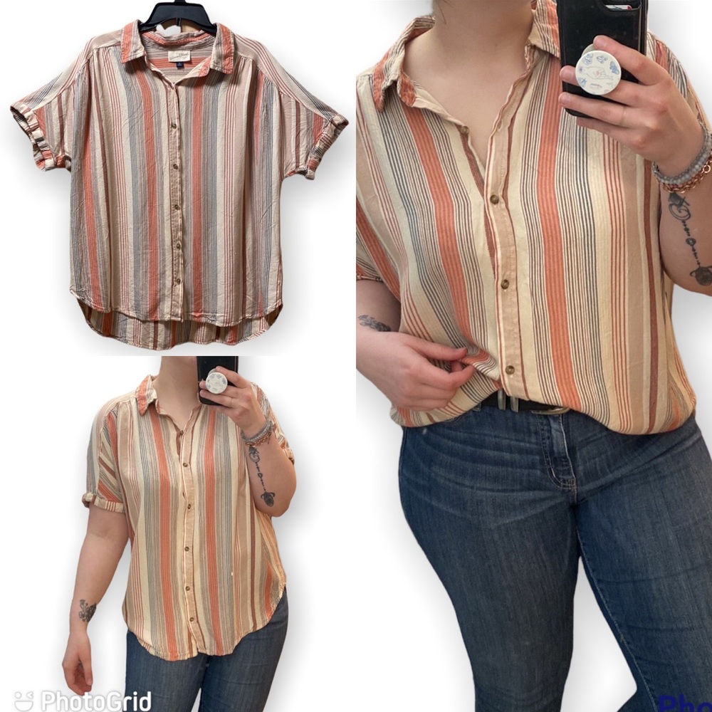 Universal Thread Blush Stripe Button Down - image 1